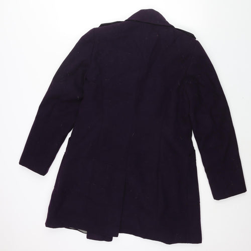 Marks and Spencer Womens Purple Pea Coat Coat Size 12 Button - Double Breasted