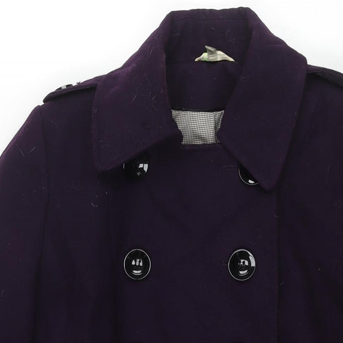 Marks and Spencer Womens Purple Pea Coat Coat Size 12 Button - Double Breasted