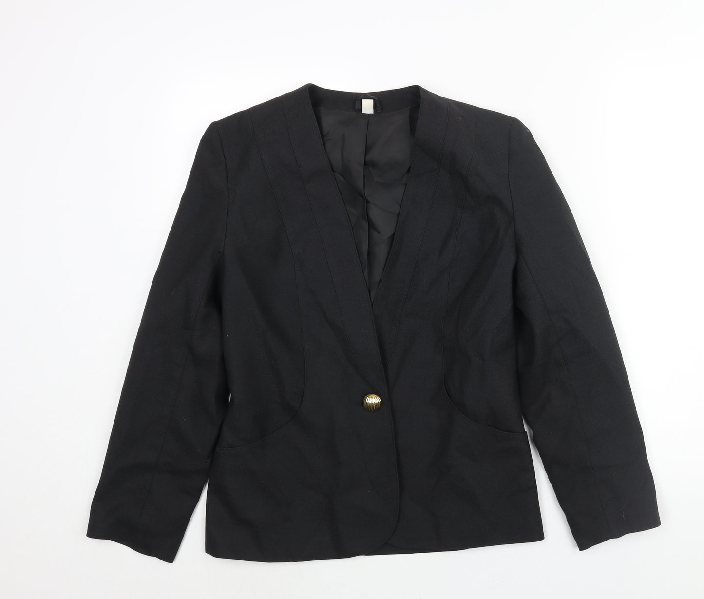 First Avenue Womens Black Jacket Size 10 Button