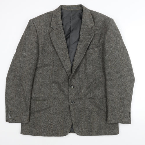 Four Seasons Mens Grey Herringbone Wool Jacket Suit Jacket Size 44 Regular