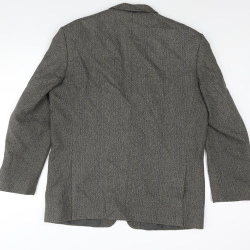 Four Seasons Mens Grey Herringbone Wool Jacket Suit Jacket Size 44 Regular