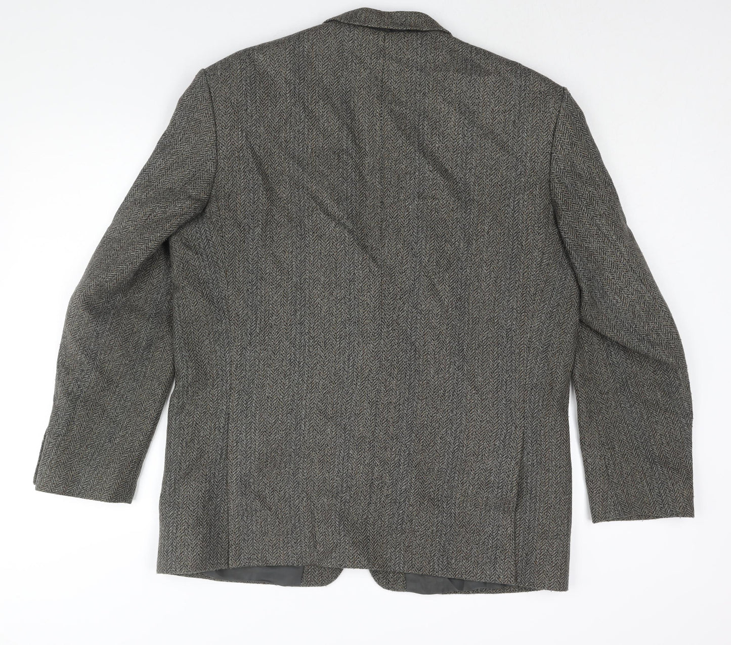 Four Seasons Mens Grey Herringbone Wool Jacket Suit Jacket Size 44 Regular