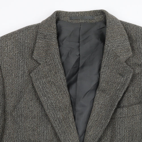 Four Seasons Mens Grey Herringbone Wool Jacket Suit Jacket Size 44 Regular