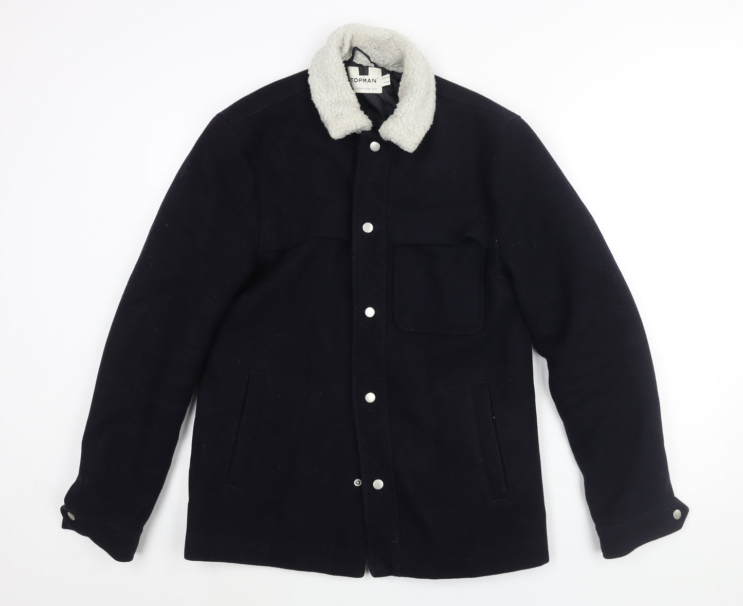 Topman Mens Blue Jacket Size S Snap