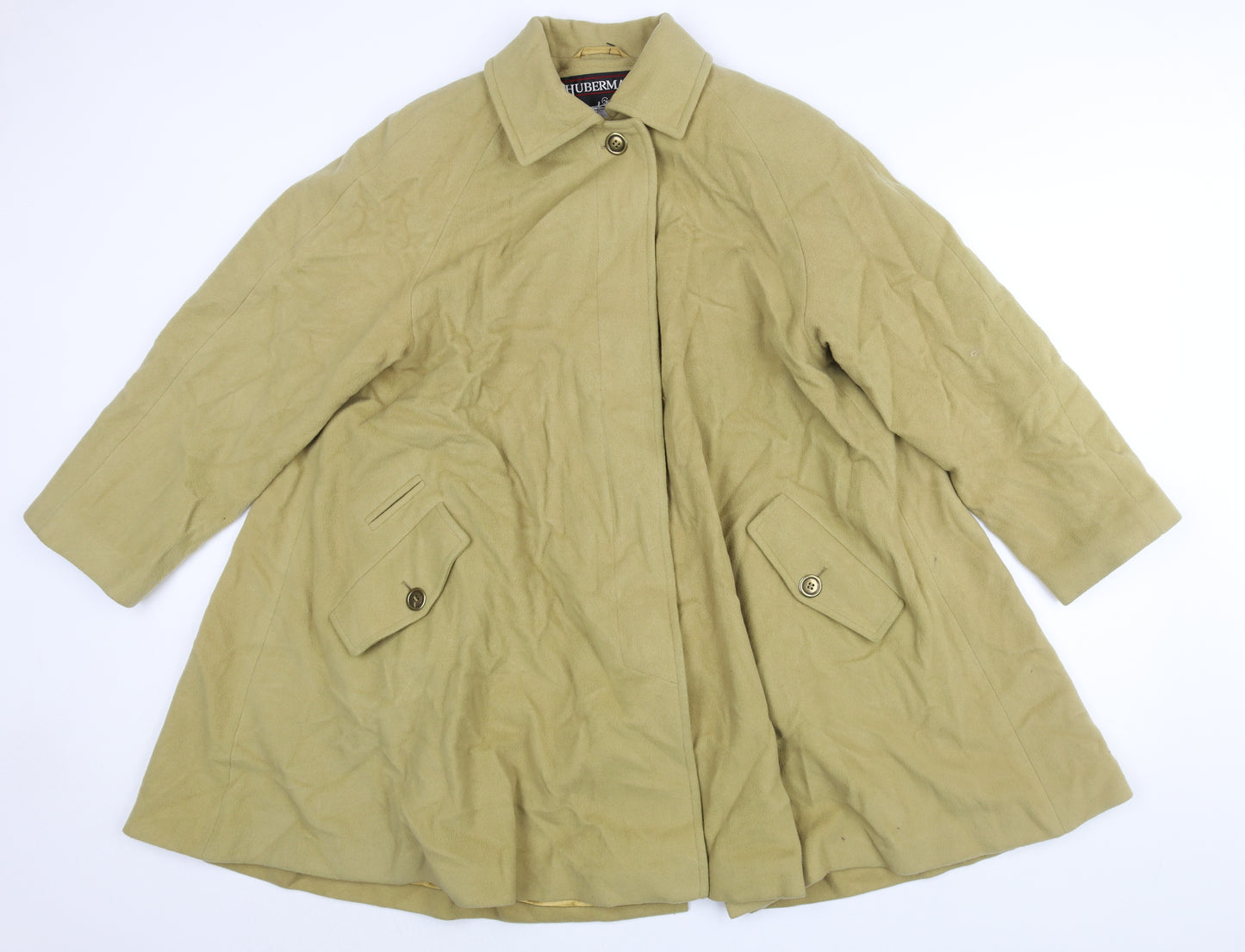 Huberman Womens Yellow Overcoat Coat Size S Button - Flare