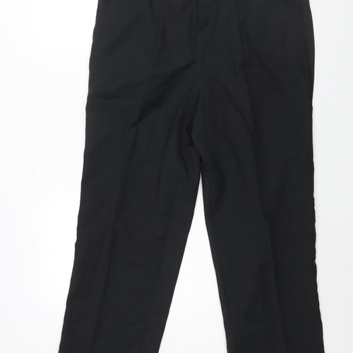 Shanghai Mens Black Polyester Dress Pants Trousers Size 38 in L27 in Regular Zip - Taped Side Detail