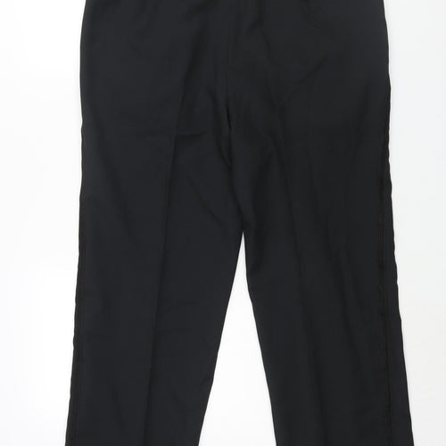 Shanghai Mens Black Polyester Dress Pants Trousers Size 38 in L27 in Regular Zip - Taped Side Detail