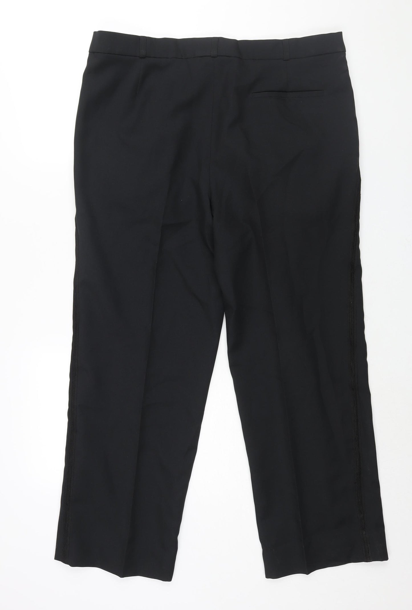 Shanghai Mens Black Polyester Dress Pants Trousers Size 38 in L27 in Regular Zip - Taped Side Detail