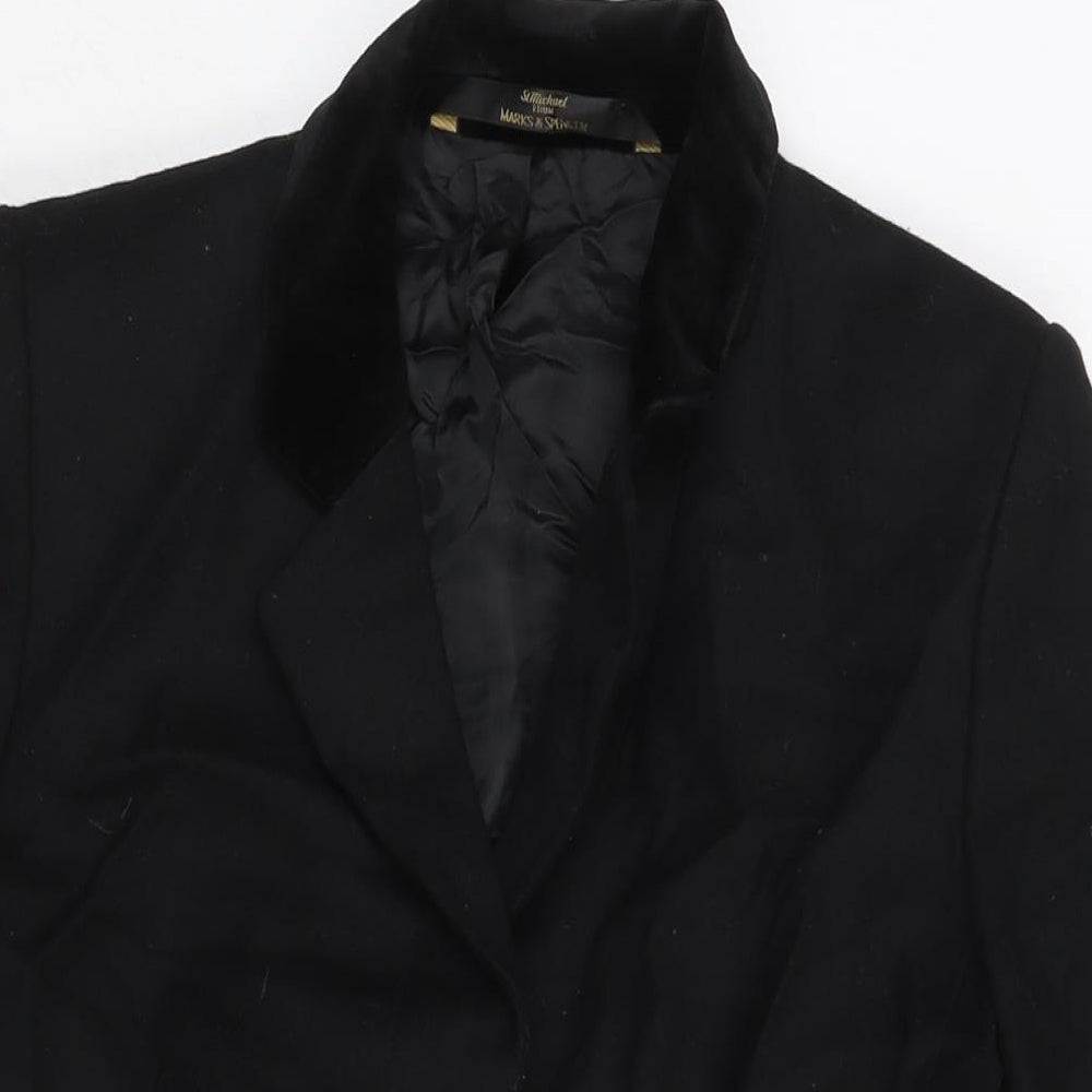 St Michael Womens Black Jacket Blazer Size 8 Button - Velvet Collar