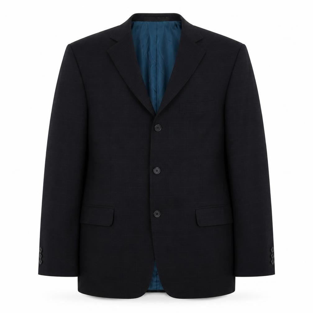 Front view of Marks & Spencer men’s black wool jacket suit jacket, size 38, regular