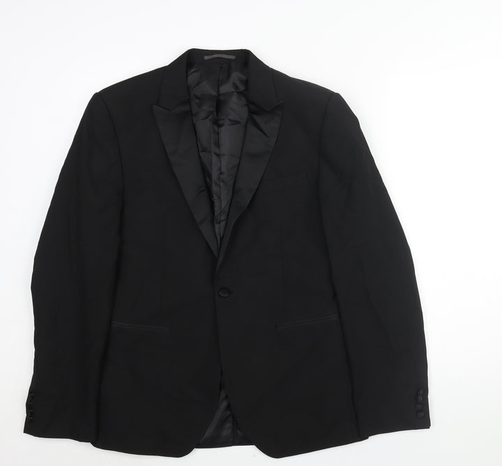 NEXT Mens Black Polyester Tuxedo Suit Jacket Size 42 Regular