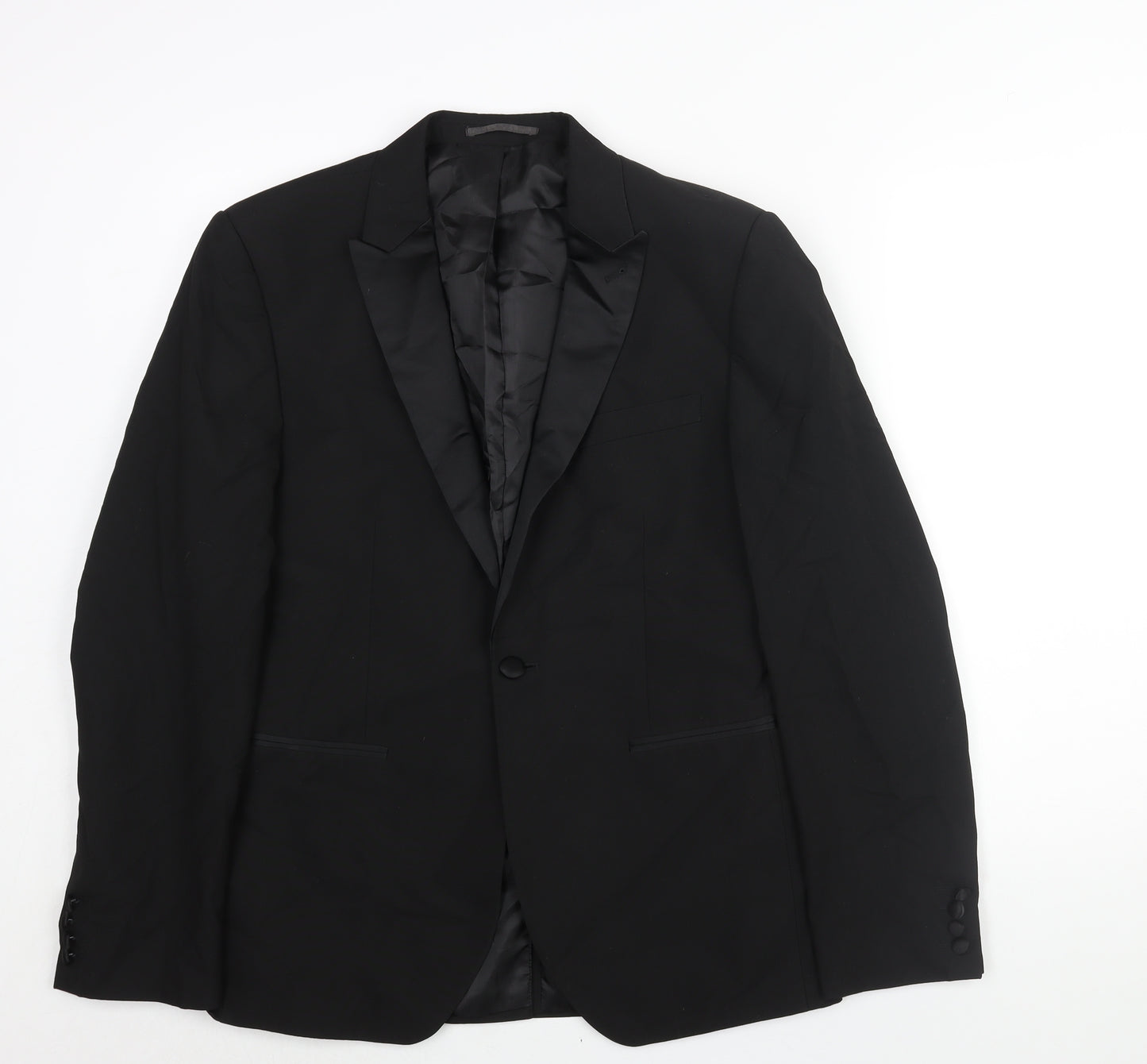 NEXT Mens Black Polyester Tuxedo Suit Jacket Size 42 Regular