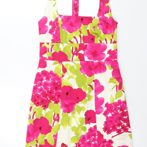 Jones New York Womens Multicoloured Floral Cotton Shift Size 6 Halter Zip