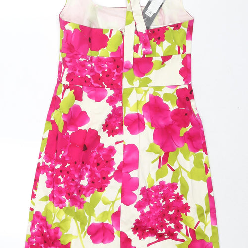 Jones New York Womens Multicoloured Floral Cotton Shift Size 6 Halter Zip