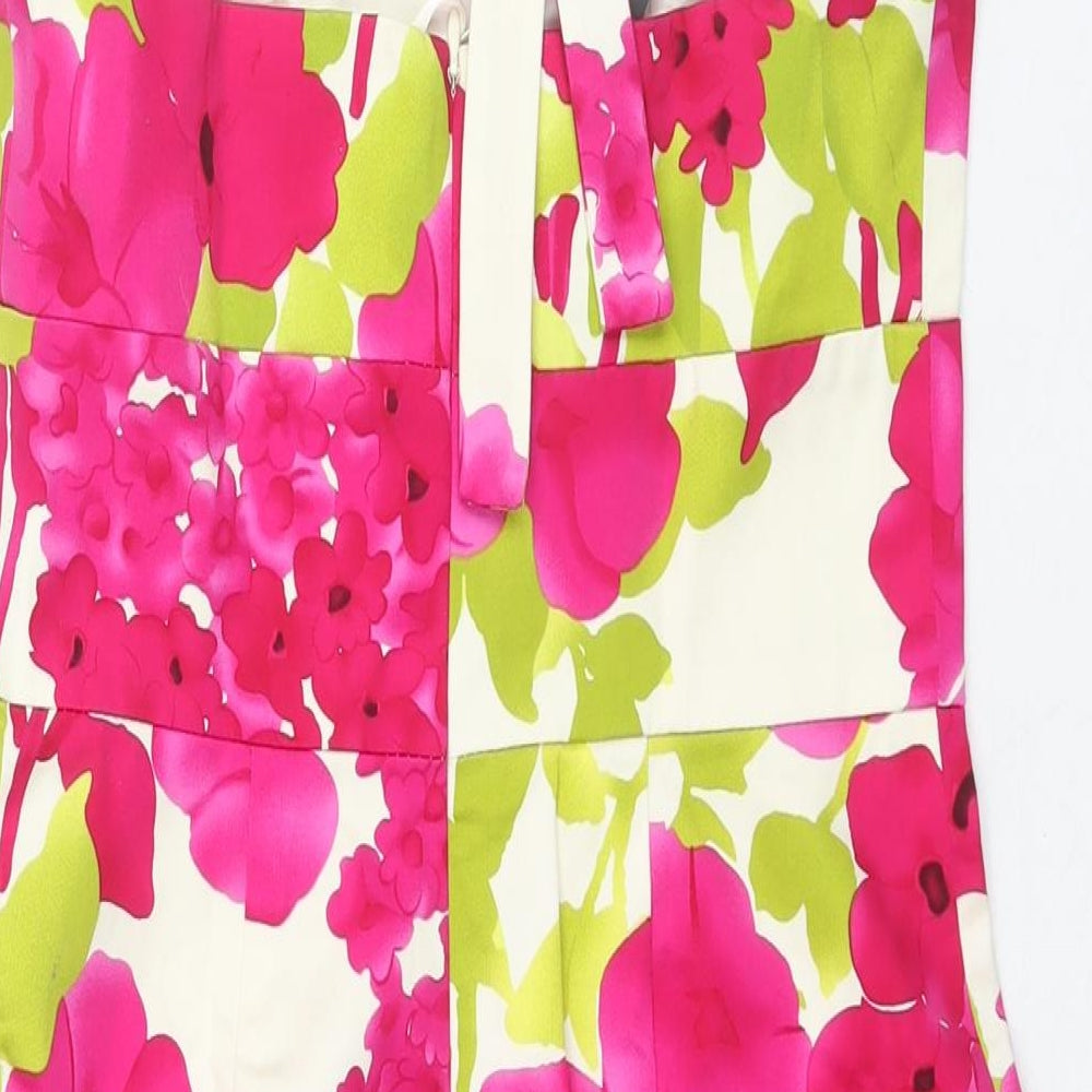Jones New York Womens Multicoloured Floral Cotton Shift Size 6 Halter Zip
