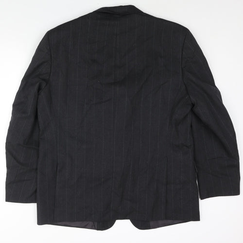 Alpha Plus Mens Grey Striped Wool Jacket Suit Jacket Size 46 Regular