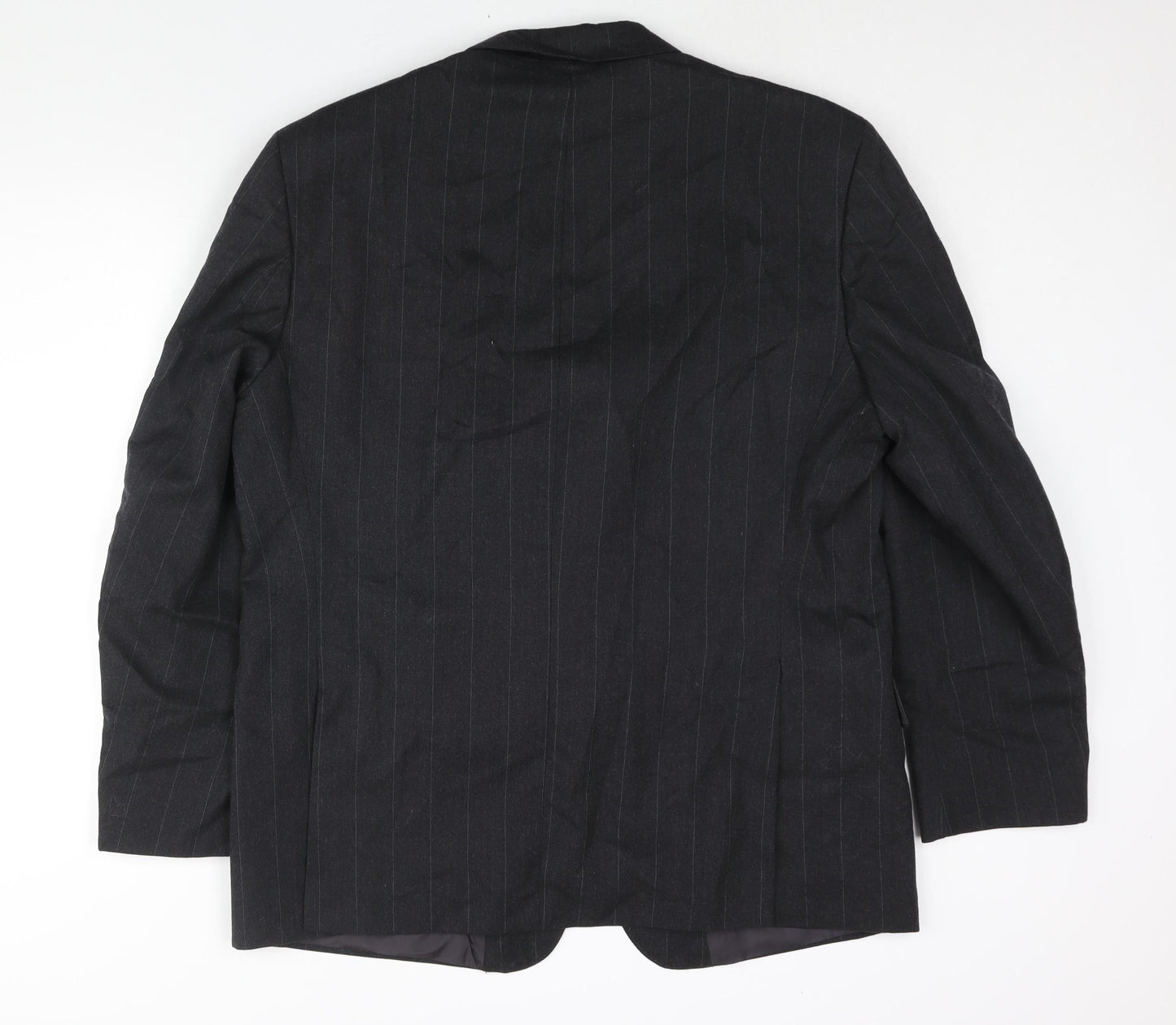 Alpha Plus Mens Grey Striped Wool Jacket Suit Jacket Size 46 Regular