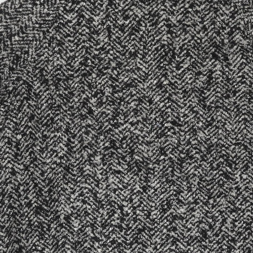 Marvin Richards Womens Black Herringbone Pea Coat Coat Size L Button - Ribbed Knit Sleeve Thumhole