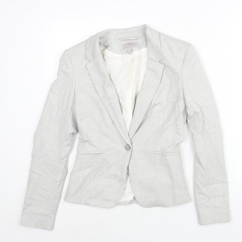 H&M Womens Grey Polyester Jacket Suit Jacket Size 4