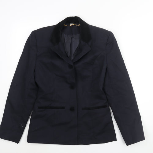 First Avenue Womens Blue Wool Jacket Suit Jacket Size 10 - Velvet Detail