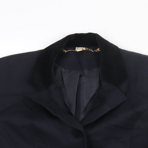 First Avenue Womens Blue Wool Jacket Suit Jacket Size 10 - Velvet Detail
