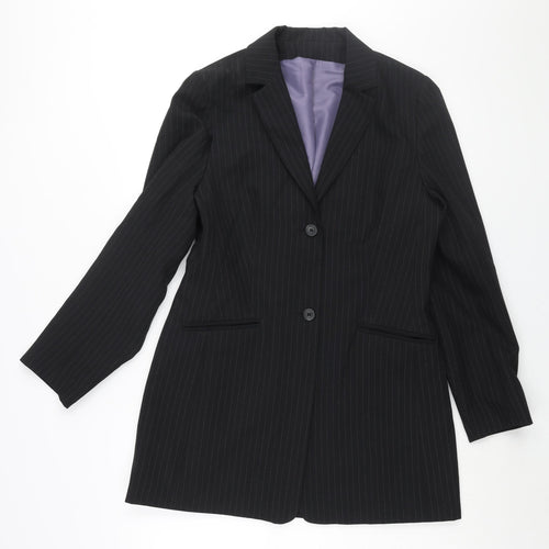 Dorothy Perkins Womens Black Pinstripe Polyester Jacket Suit Jacket Size 12