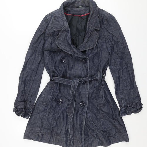 New Look Womens Blue Trench Coat Coat Size 12 Button - Belted