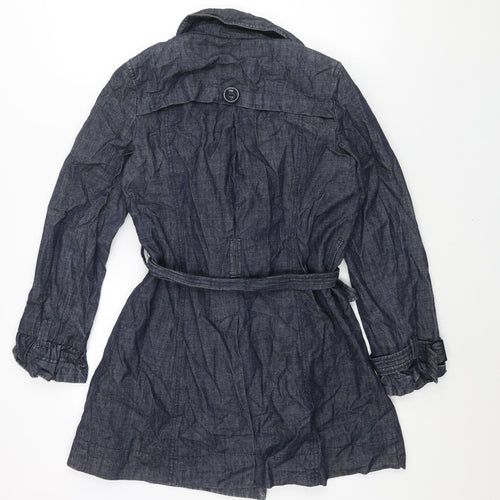New Look Womens Blue Trench Coat Coat Size 12 Button - Belted