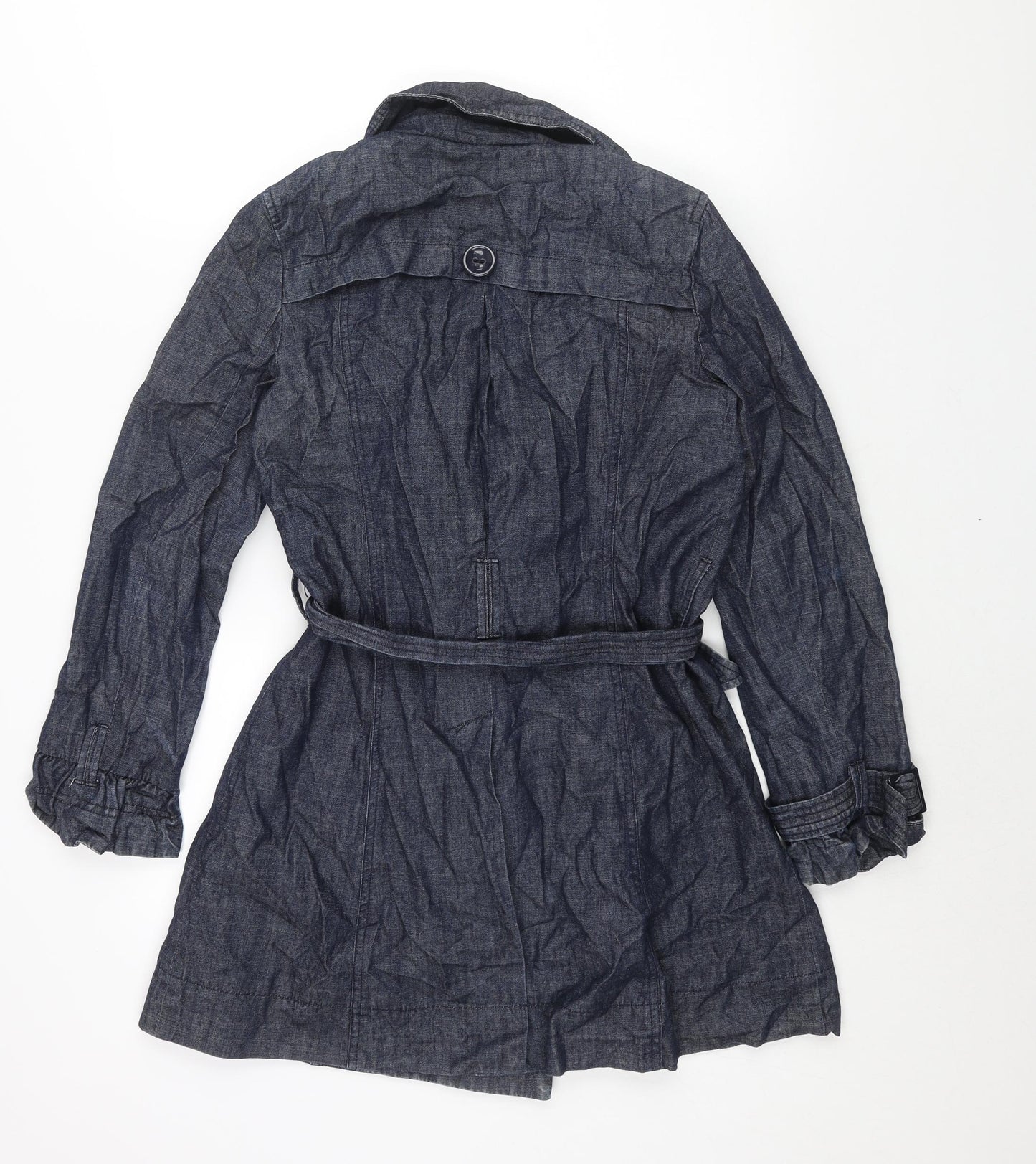New Look Womens Blue Trench Coat Coat Size 12 Button - Belted