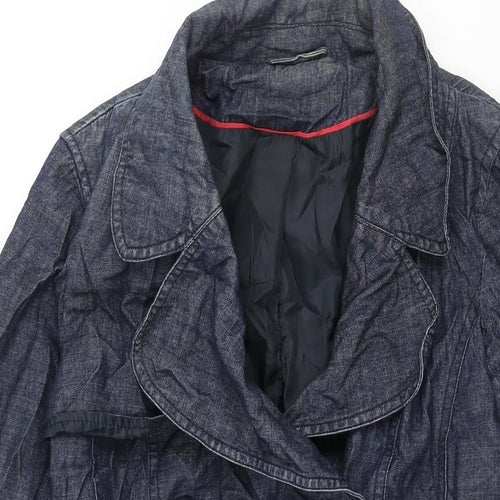 New Look Womens Blue Trench Coat Coat Size 12 Button - Belted