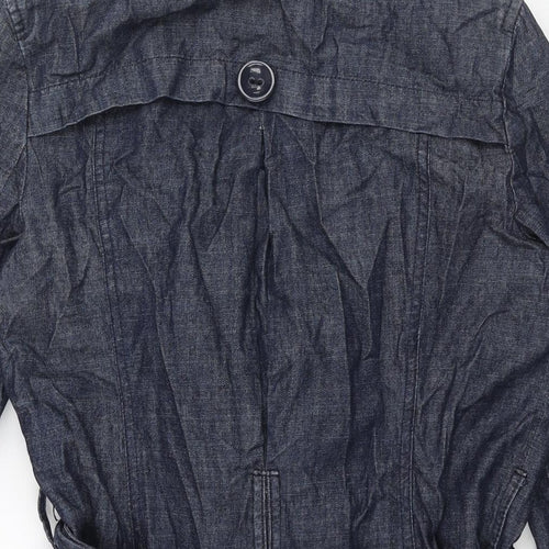 New Look Womens Blue Trench Coat Coat Size 12 Button - Belted