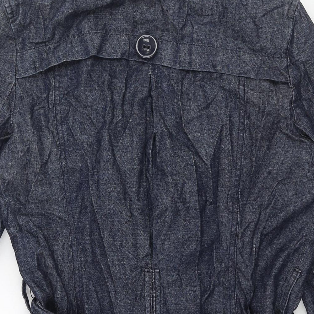 New Look Womens Blue Trench Coat Coat Size 12 Button - Belted