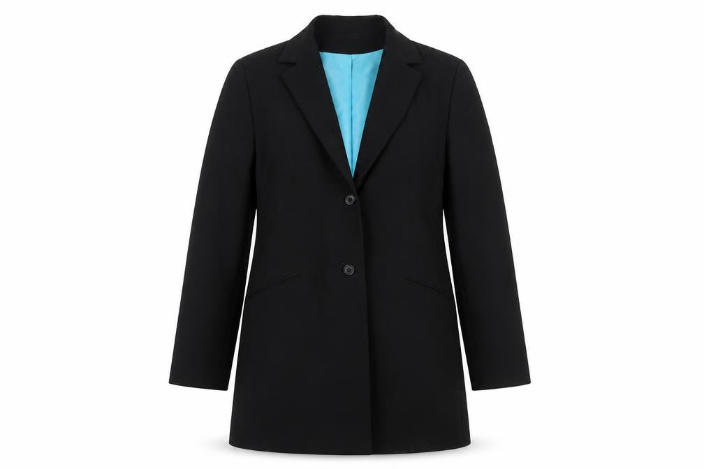 Front view of Dorothy Perkins women’s black polyester jacket suit jacket, size UK 12