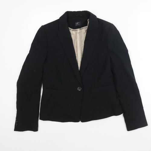 Marks and Womens Black Polyester Jacket Suit Jacket Size 10