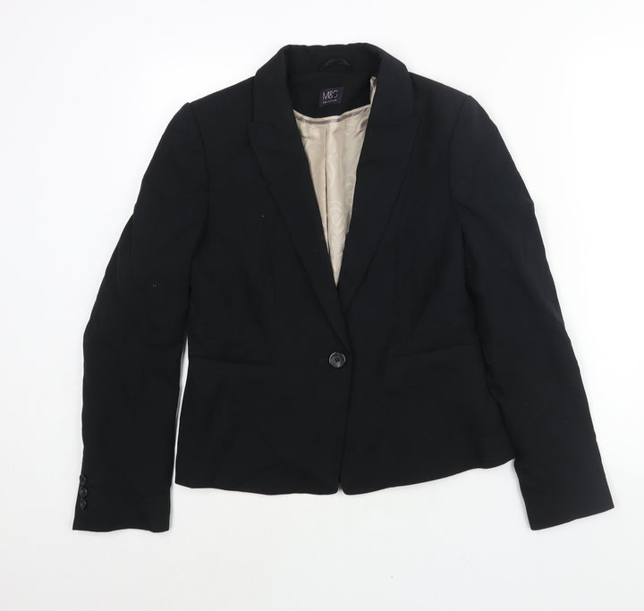 Marks and Womens Black Polyester Jacket Suit Jacket Size 10
