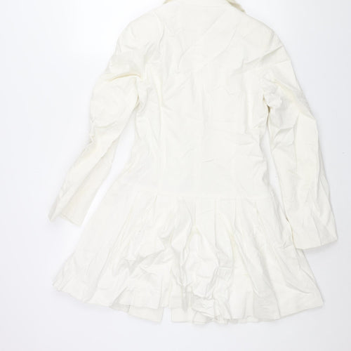 Helene Berman Womens White Jacket Size S Button - Pleated Skirt Detail