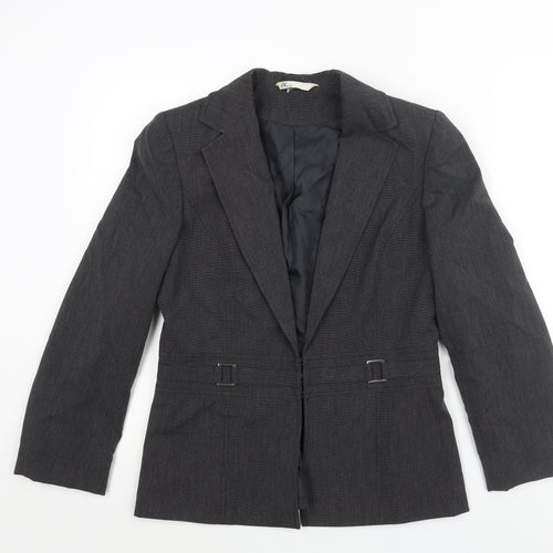 BHS Womens Grey Jacket Blazer Size 10 Hook & Eye - Buckle Detail