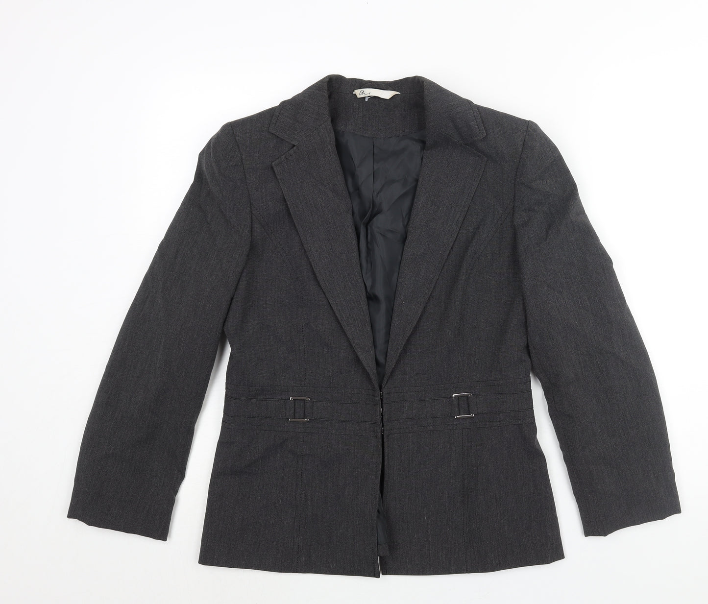 BHS Womens Grey Jacket Blazer Size 10 Hook & Eye - Buckle Detail