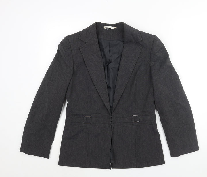 BHS Womens Grey Jacket Blazer Size 10 Hook & Eye - Buckle Detail