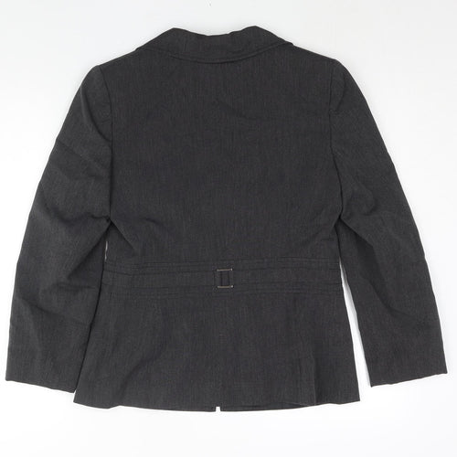 BHS Womens Grey Jacket Blazer Size 10 Hook & Eye - Buckle Detail