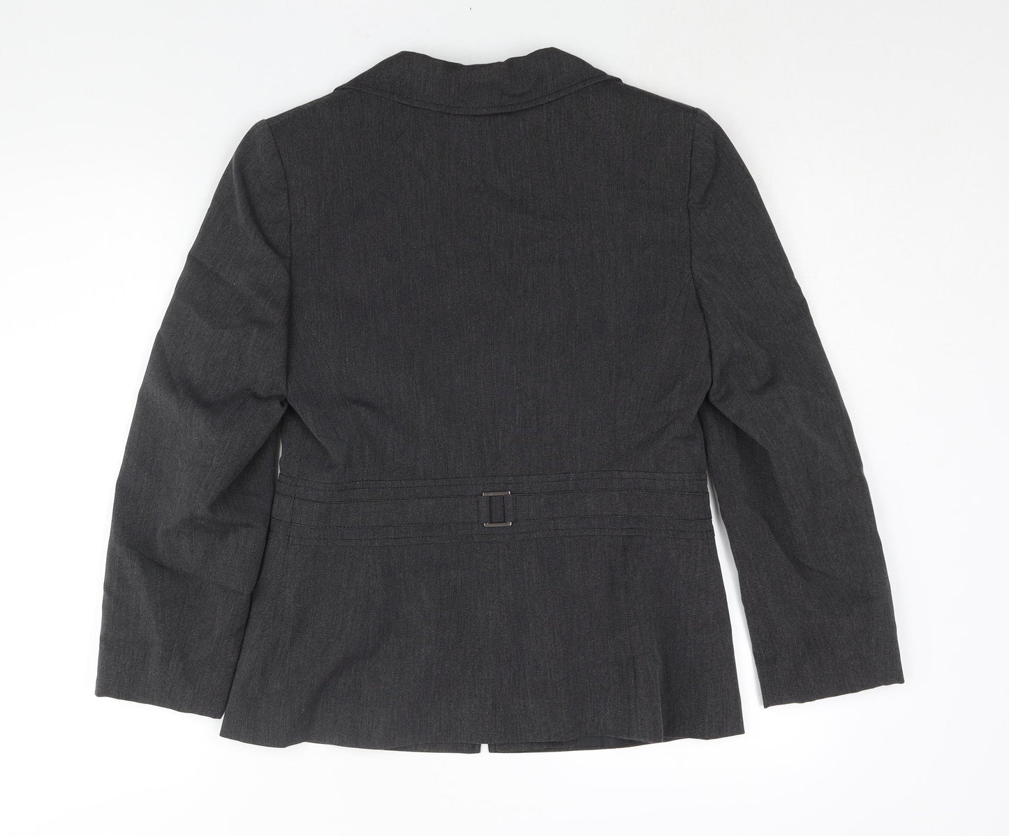 BHS Womens Grey Jacket Blazer Size 10 Hook & Eye - Buckle Detail