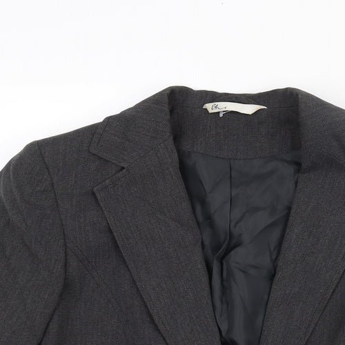 BHS Womens Grey Jacket Blazer Size 10 Hook & Eye - Buckle Detail