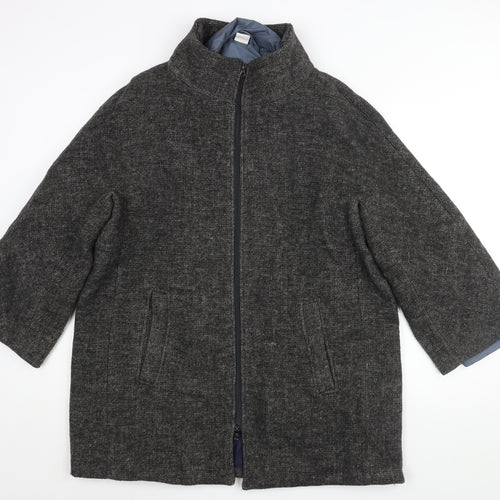 Coton Traders Womens Grey Overcoat Coat Size 16 Zip - Quilted Lining