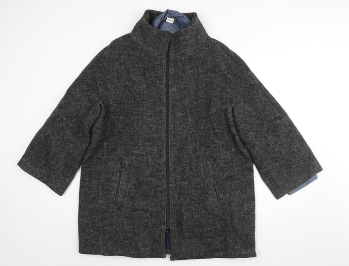 Coton Traders Womens Grey Overcoat Coat Size 16 Zip - Quilted Lining