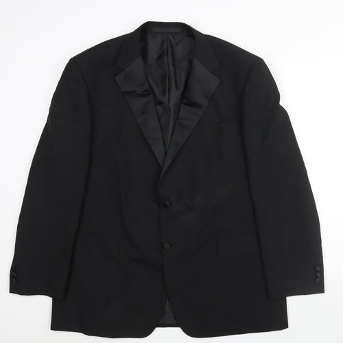 Marks and Spencer Mens Black Polyester Tuxedo Suit Jacket Size 44 Regular - Satin Lapel