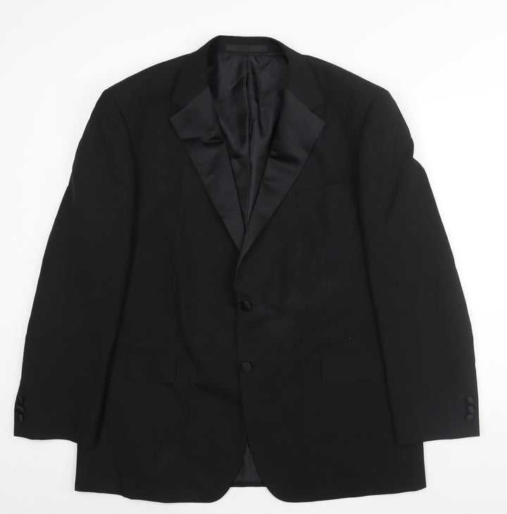 Marks and Spencer Mens Black Polyester Tuxedo Suit Jacket Size 44 Regular - Satin Lapel
