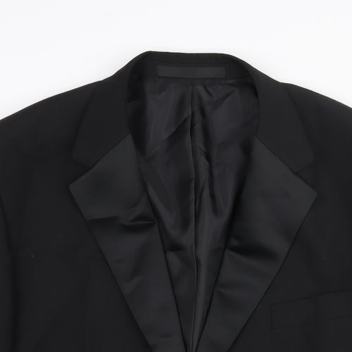 Marks and Spencer Mens Black Polyester Tuxedo Suit Jacket Size 44 Regular - Satin Lapel