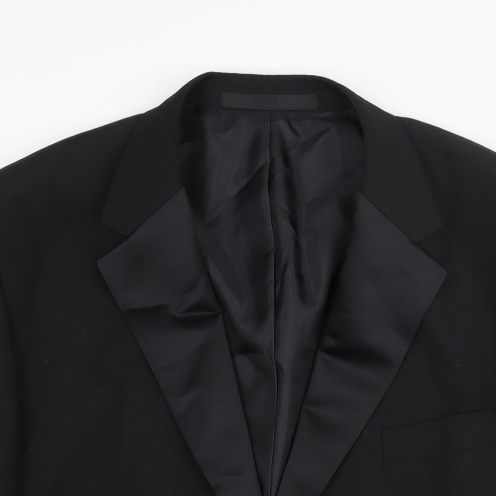 Marks and Spencer Mens Black Polyester Tuxedo Suit Jacket Size 44 Regular - Satin Lapel