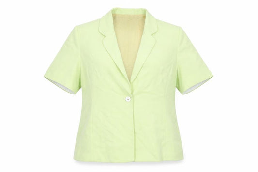 Front view of Personal Choice women’s green jacket, size UK 16, button - shoulder pads