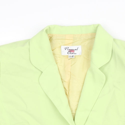 Personal Choice Womens Green Jacket Size 16 Button - Shoulder Pads